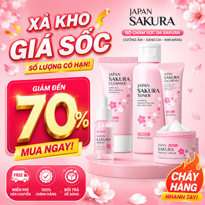 Bộ Chăm Sóc Da LAIKOU Sakura 5 Món Sữa Rửa Mặt Toner Serum Kem Mắt Kem Dưỡng