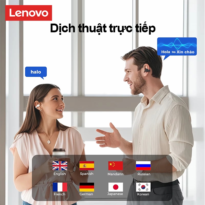 Lenovo LP25 Tai nghe Bluetooth AI dịch thuật thời gian thực đa ngôn ngữ, Âm thanh Hi-Fi, Trợ lý giọng nói thông minh, Bluetooth 5.4 | BigBuy360 - bigbuy360.vn