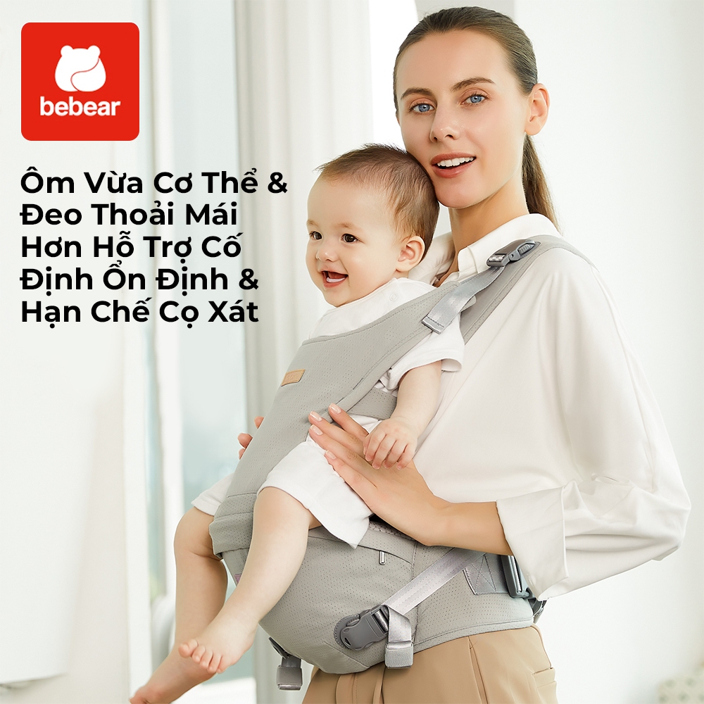 Địu Em Bé Bebear Có Ghế Ngồi Cao Cấp – Chống Tụt Chống Đau Lưng, Địu Ngồi Chuẩn M Cho Bé 0-36 Tháng