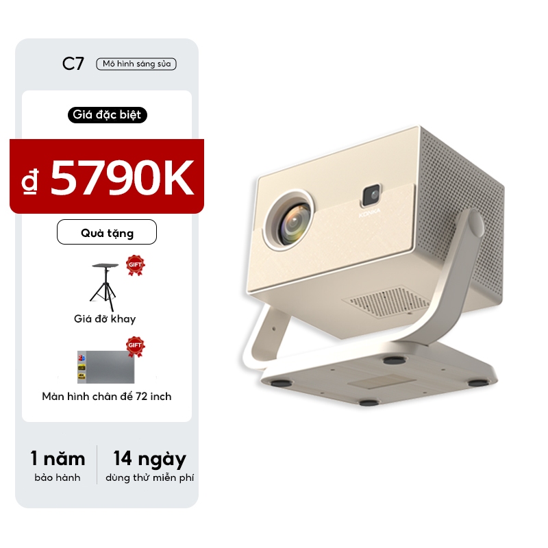 Konka C7 360° Máy Chiếu Xoay Máy Chiếu 4K Kết Nối 4K wifi Máy Chiếu Bluetooth 4K android Google Stor