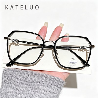 KATLUO Dày Thiết Kế Đường Rộng Chống Ánh Sáng Xanh Khung Kính Retro Trơn Ống Kính Khung Lớn Cho Cận Thị 50111