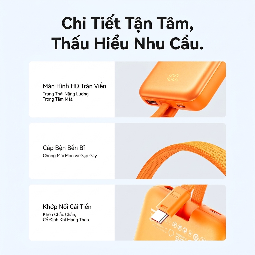 【Hàng mới 2026】Vention Sạc Dự Phòng Màu Cam, Hỗ Trợ Sạc Nhanh Không Dây 15W, Sạc Dự Phòng Từ Tính 10000mAh Cao Cấp Mini, Tương Thích iPhone  Samsung Huawei OPPO Vivo, Hàng Chính Hãng. | BigBuy360 - bigbuy360.vn