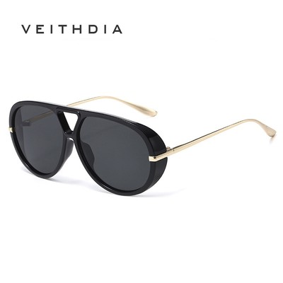 VEITHDIA Thời Trang Nữ Đôi Tia Toad Gương Khung Lớn Kính Mát Ngoài Trời Đường Phố S26005