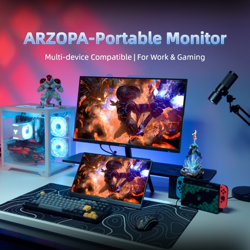Màn hình di động ARZOPA 1920 * 1080p / sRGB Màn hình IPS 100% HD Màn hình chơi game HDMI Màn hình di động có chân đế cho PC / Mac / Điện thoại / Xbox / Switch | BigBuy360 - bigbuy360.vn