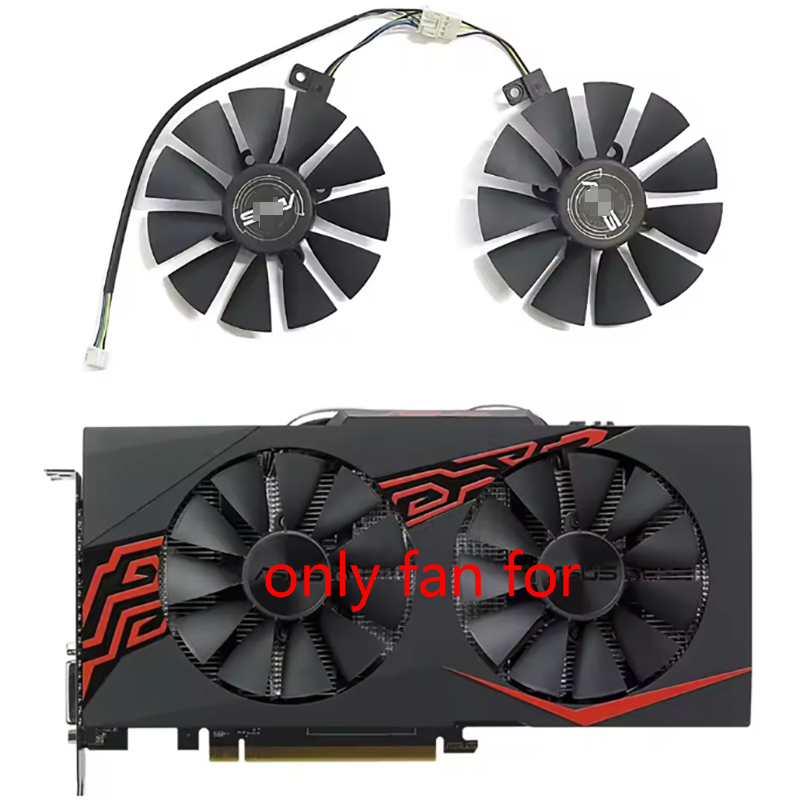 T129215Quạt BU PLD09210S12HH FDC10U12S9-C RX580 cho Asus Radeon RX 470 4Gb Khai thác 570 580 Expedit