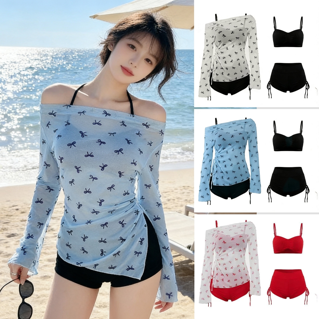 Set Bikini Nữ 3 Mảnh Dáng Áo Sơ Mi Mới | Style Pure Sexy Ngọt Ngàng | Vải Chống UV Thoáng Khí Khô Nhanh | Nhiều Màu Đen Đỏ | Món Đồ Must-Have Cho Kỳ Nghỉ | BigBuy360 - bigbuy360.vn