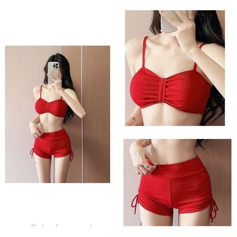 Set Bikini Nữ 3 Mảnh Dáng Áo Sơ Mi Mới | Style Pure Sexy Ngọt Ngàng | Vải Chống UV Thoáng Khí Khô Nhanh | Nhiều Màu Đen Đỏ | Món Đồ Must-Have Cho Kỳ Nghỉ | BigBuy360 - bigbuy360.vn