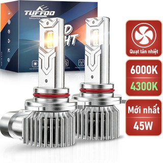 TUFFOO 1 Cặp 9005 9006 9012 Bóng Đèn Cos/Đèn Pha LED HB3 HB4 HIR2 6000K Trắng 4300K Ấm Vàng Trắng T4S