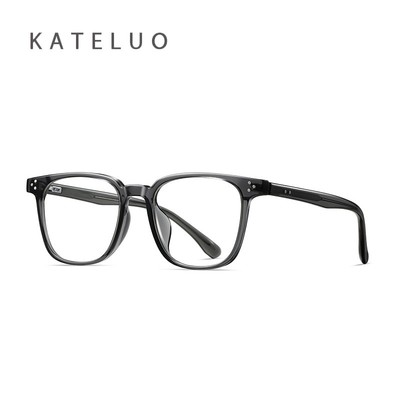 KATEKUO Hàng Mới Về Unisex Kính Mắt Thời Trang Tối Giản Đinh Tán Khung Kính Chống Ánh Sáng Xanh TR4001