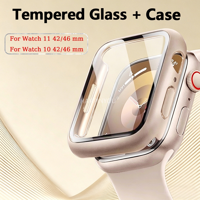 Đồng hồ Kính Cường Lực + Vỏ Cho Apple Watch Case S11 46mm 42mm S10 46mm 42mm Bảo Vệ Màn Hình Apple W