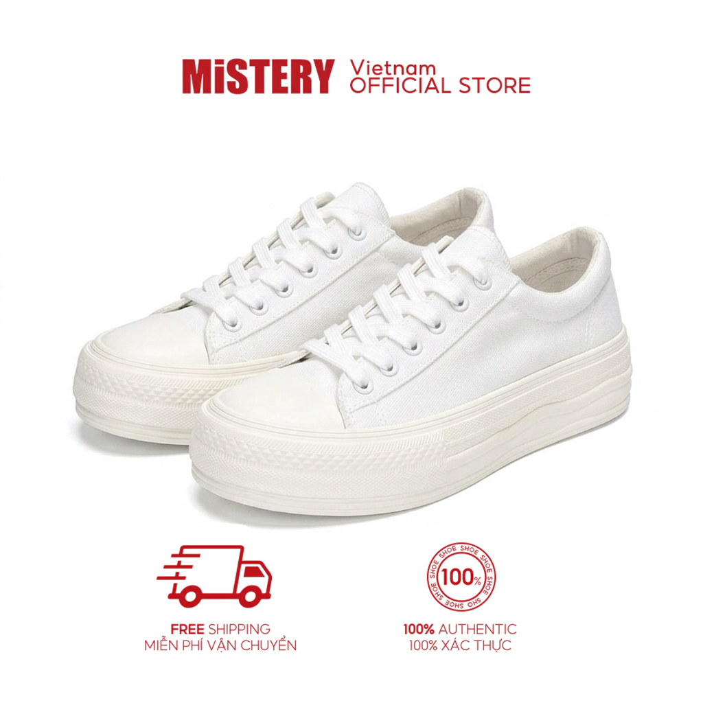 MiSTERY Giày Thể Thao Trắng đầu Tròn Dễ Thương Thời Trang Cho Nữ MIS-614