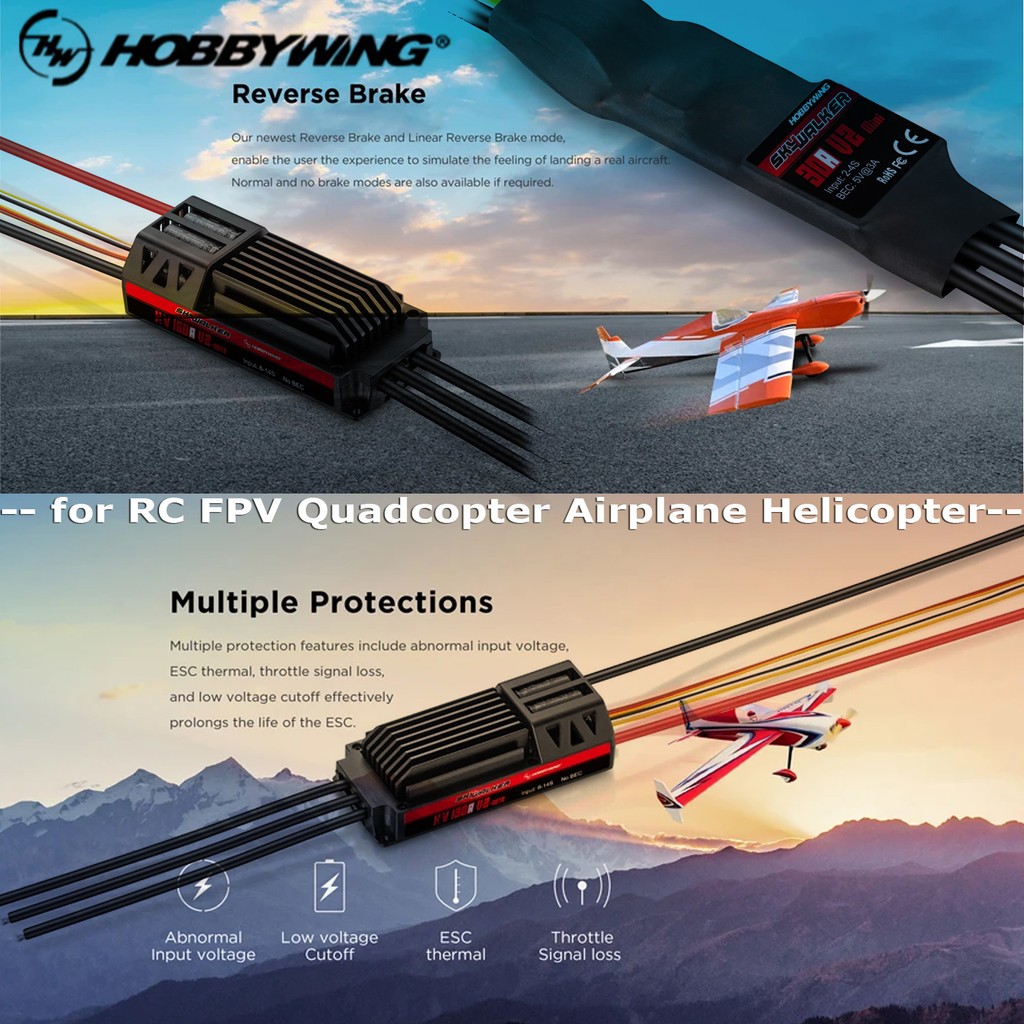 Hobbywing Skywalker 20A 30A 50A V2 ESC Bộ điều khiển tốc độ với UBEC cho máy bay trực thăng RC Quadc