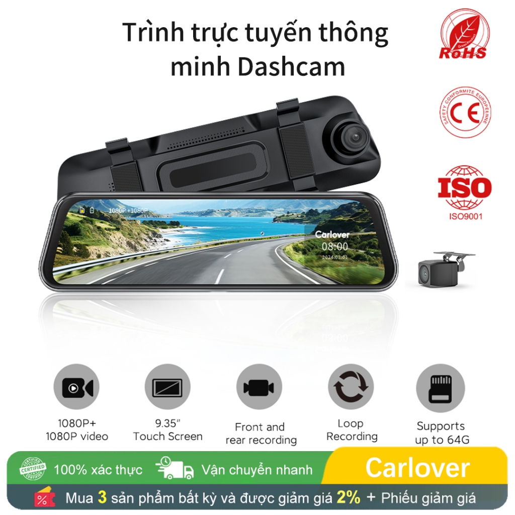 Carlover N3 Phát trực tuyến thông minh Dashcam 1080P Ultra Night Vision Loop Ghi âm trước & sau