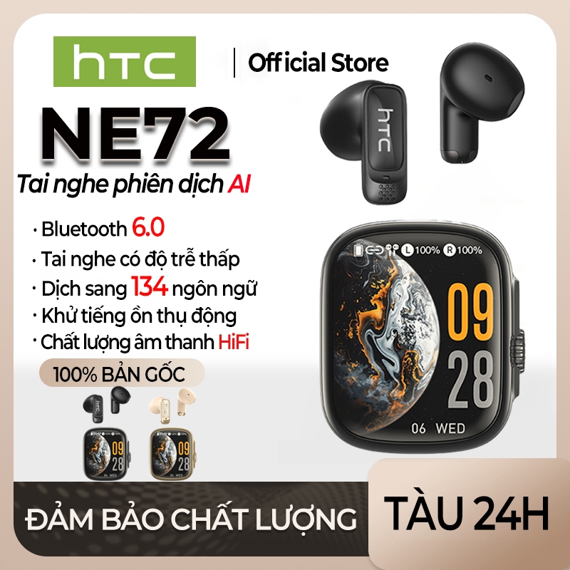 HTC NE72 Tai nghe dịch thuật AI Tai nghe Bluetooth 6.0 Hỗ trợ dịch 134 ngôn ngữ Chống ồn ENC Micro đàm thoại cực rõ Chống nước IPX5 Âm thanh Hi-Fi Độ trễ thấp Tai nghe chuyên dụng cho Gaming | BigBuy360 - bigbuy360.vn
