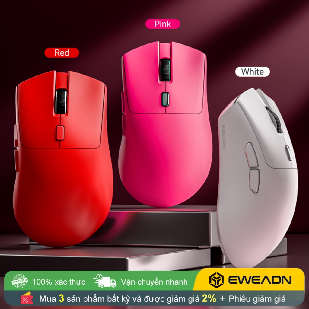 Chuột chơi Game không dây Tri-Mode, EEADN E7 - Tỷ lệ bỏ phiếu 1000Hz, Độ trễ siêu thấp, có thể sạc l