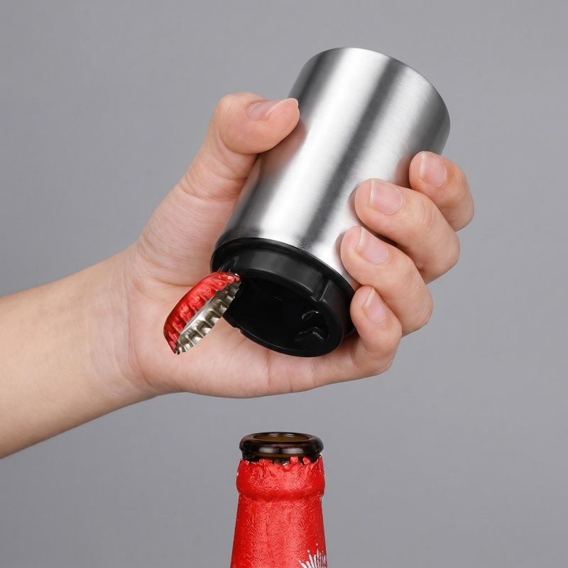 Mở chai bia tự động nam châm thép không gỉ 304 Automatic Bottle Opener Magnetic Beer Opener Push Dow