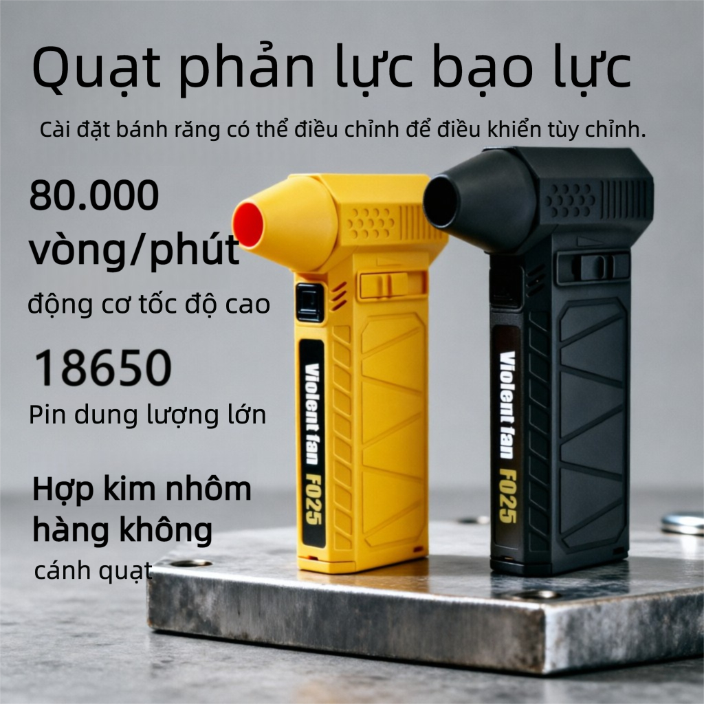 Quạt cầm tay công suất lớn, pin dung lượng lớn có thể sạc lại - Dùng cho cắm trại, ngoài trời và trên ô tô