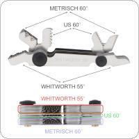 58 chiếc Đồng hồ đo vít 55 độ & hệ mét 60 độ & US 60 độ Máy đo độ ren để đo công nghiệp, Dụng cụ đo đa năng