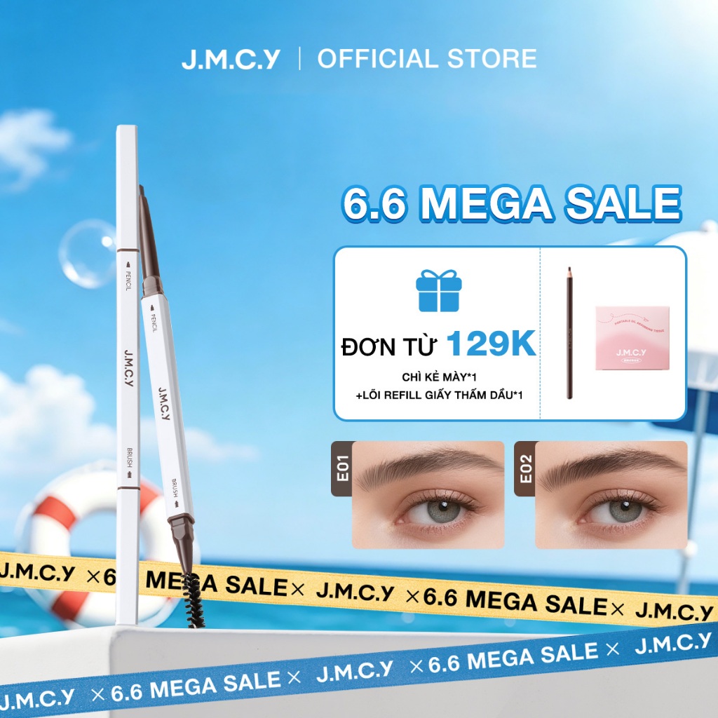 【6.6 BIG SALE】JMCY Chì Kẻ tự nhiên Lông Mày Chống Mồ Hôi Hai Đầu Đầu Chì Siêu Mịn, Bền Màu Tạo Hiệu Ứng Trang Điểm Mắt 3D