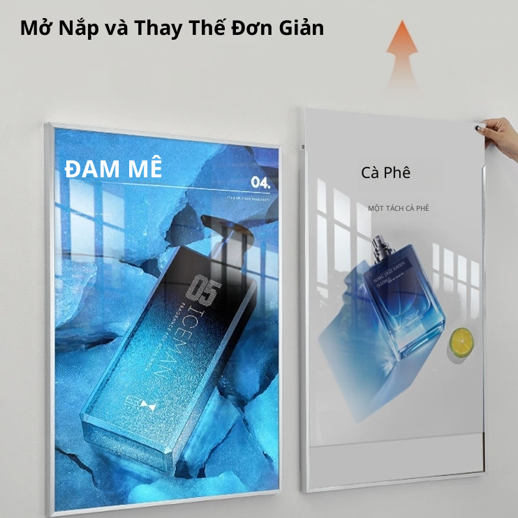 A2 A3 A4 Punch-Free No Drill Wall Mount Flip Cover Poster Frame Hợp kim nhôm Trang trí văn phòng nhà