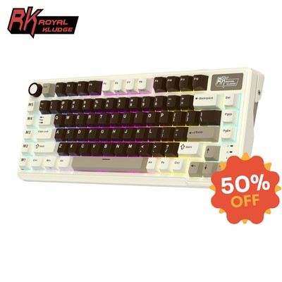 Royal Kludge RK L75 Mocha Grey 85 Key Diy Tri-Mode RGB Bàn phím cơ không dây Bluetooth 2.4G
