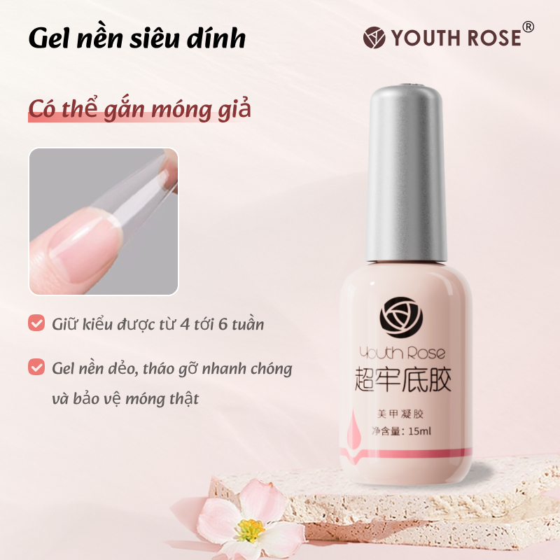 Youth Rose base top hoa hồng sơn móng Sơn Móng Gel dưỡng móng base top sơn dưỡng móng tay15ml Sơn ló