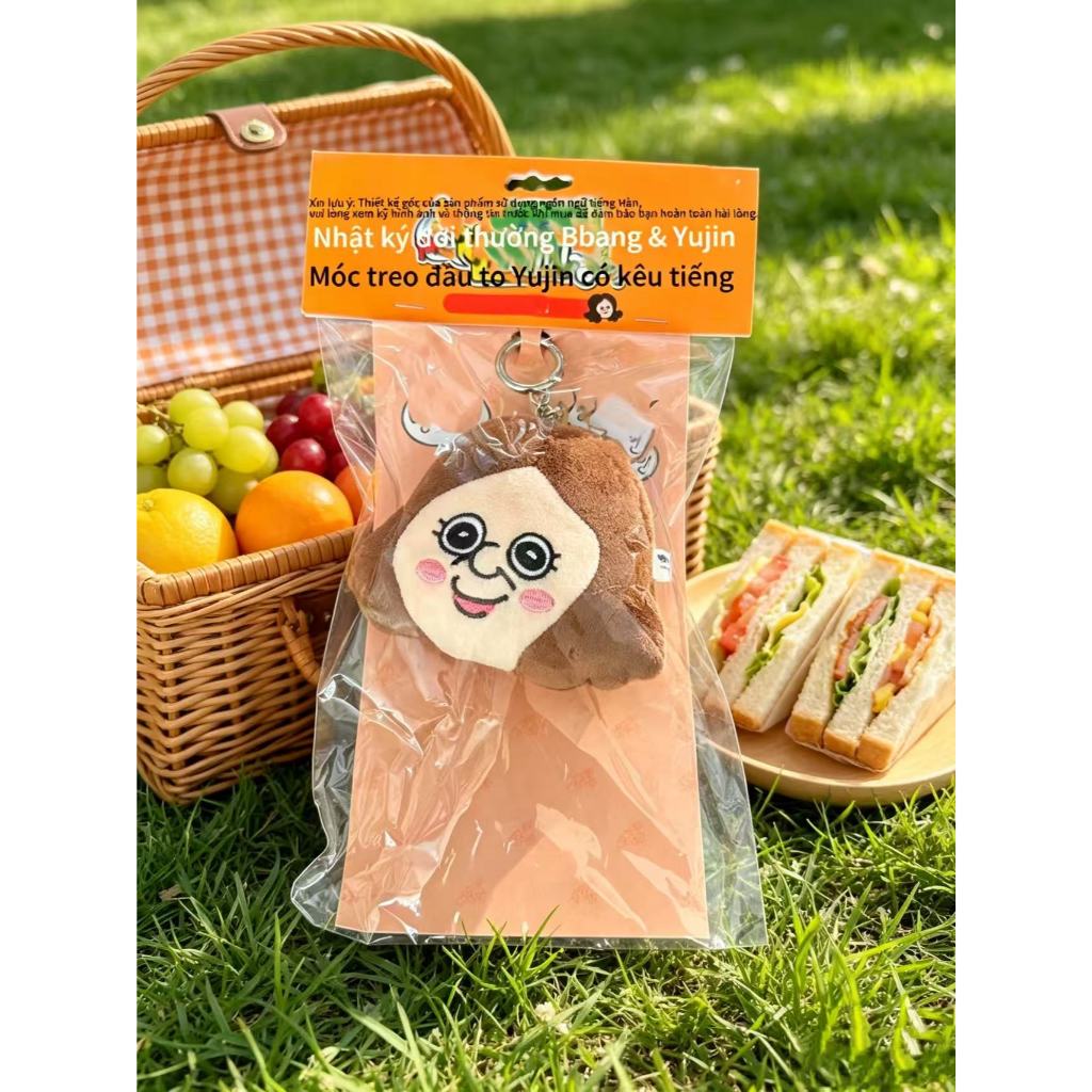 Móc khóa sang trọng Yujin Big Head Yujin Hàn Quốc đích thực có âm thanh