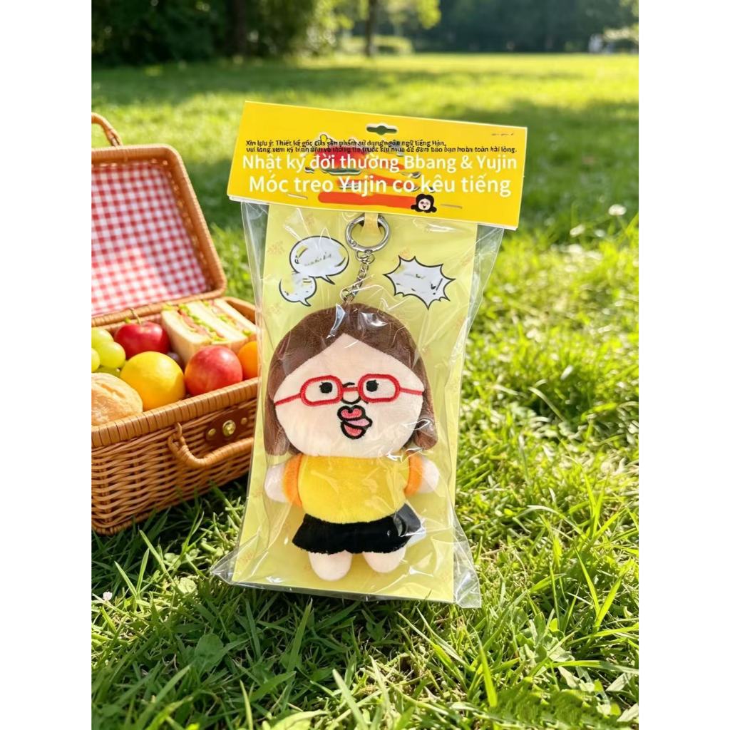 Móc khóa sang trọng Bbang & Yujin Yujin Hàn Quốc đích thực có âm thanh