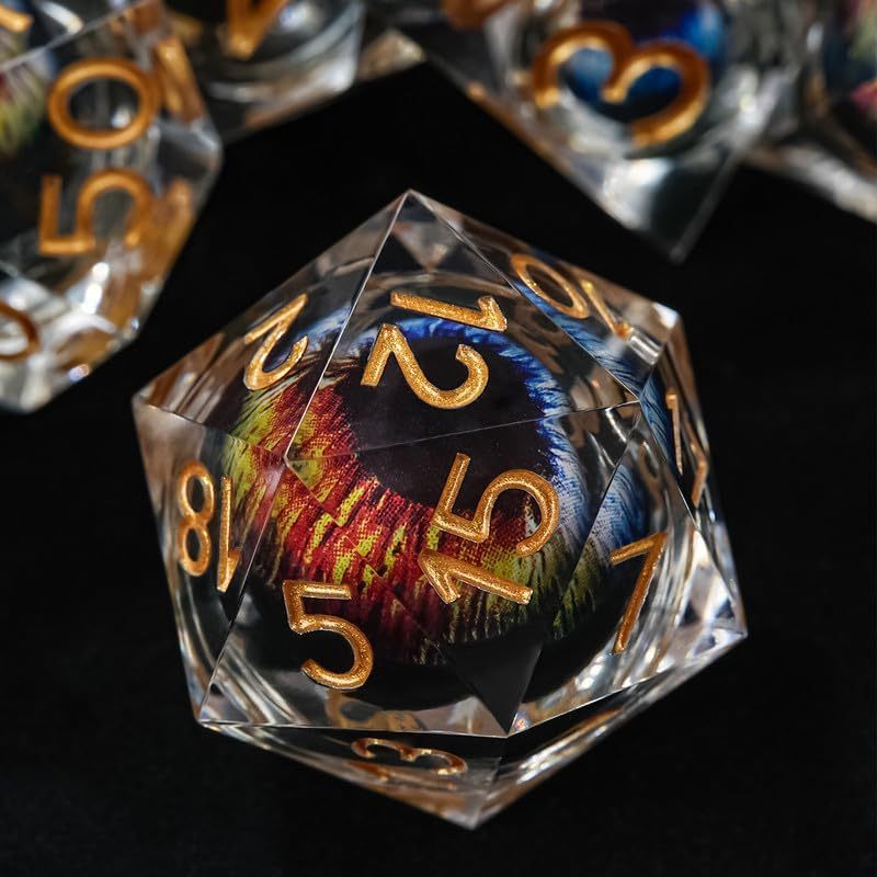 Dragon Eye DND Dice Resin Liquid Core Polyhedral RPG D & d Bộ xúc xắc có hộp, D & D xúc xắc cho trò 