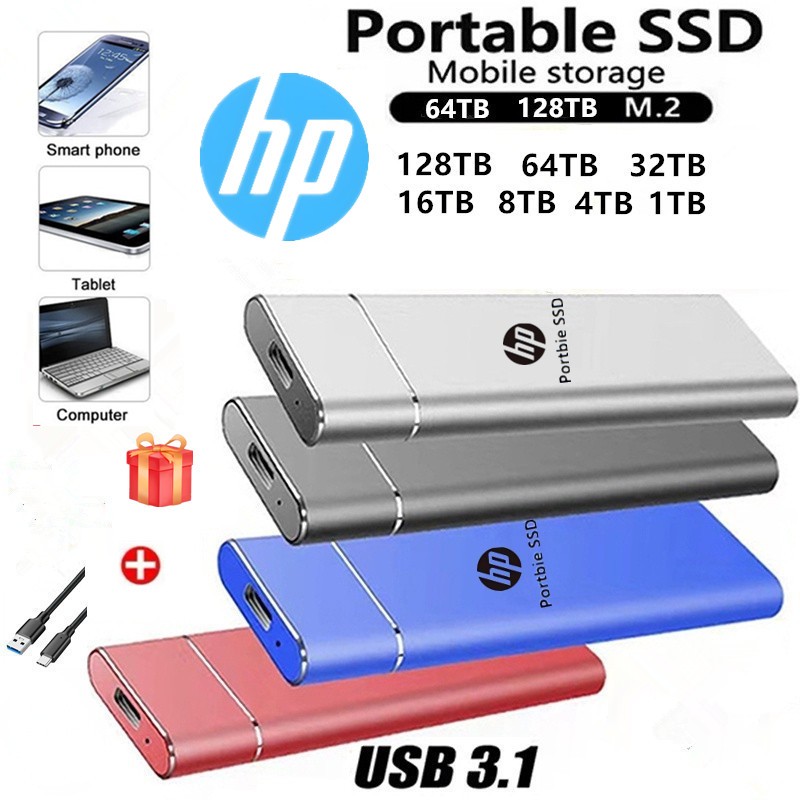 Ổ đĩa di động HP SSD128TB gắn ngoài để lưu trữ dữ liệu 64TB / 32TB / 16TB / 8TB cho máy tính xách ta