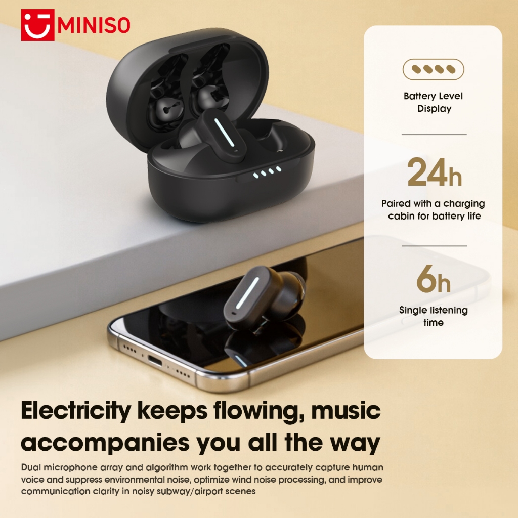 MINISO MS132 Mới HIFI Tai nghe Bluetooth V6.0 Thiết kế thân ngắn Tai nghe chơi game không dây Độ trễ thấp | BigBuy360 - bigbuy360.vn
