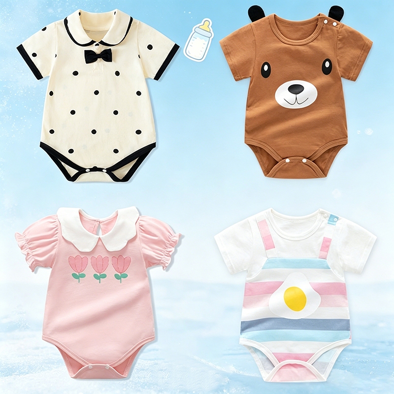 cotton Áo bodysuit cho bé body bé trai đồ sơ sinh bé gái bodysuit cho bé gái hàn quốc