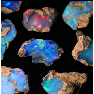 Opal xanh khô tự nhiên * Đá thô * Quặng thô * Opal * Khoáng chất kho báu đầy màu sắc pha lê * Giảng 