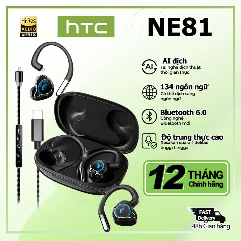 Tai nghe không dây HTC NE81 Card âm thanh Live Stream Monitor Bluetooth 6.0 cho TikTok Facebook