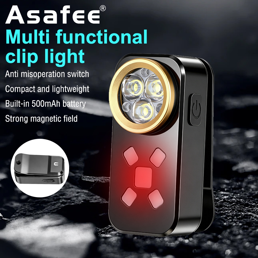 ASAFEE H30 Đèn Pin Mini LED Đỏ Xanh Cảnh Báo Đèn Khẩn Cấp RGB Sạc IPX4 Từ Tính Ngoài Trời Di Động Mặ