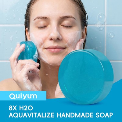 QUIYUM 8X H2O AquaVitalize Xà Phòng Handmade 100g Xà Phòng Dưỡng Ẩm Da Mặt & Cơ Thể Với Axit Hyaluronic Niacinamide Shea Butter Làm Sạch Nhẹ Nhàng