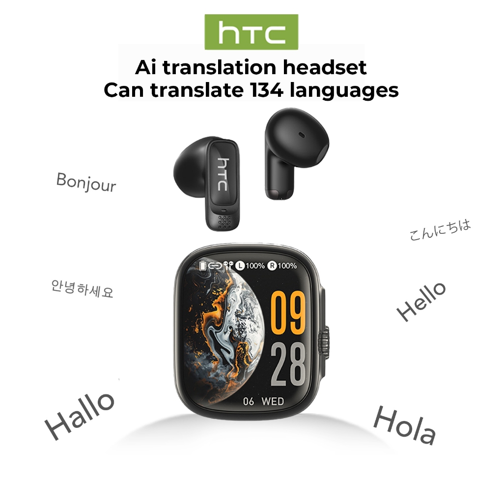 Tai nghe dịch thuật HTC NE72 AI Tai nghe Bluetooth 6.0 Dịch 134 ngôn ngữ ENC Khử tiếng ồn Micrô trong suốt pha lê IPX5 Âm thanh Hi-Fi nước Độ trễ thấp Earpho chơi game | BigBuy360 - bigbuy360.vn