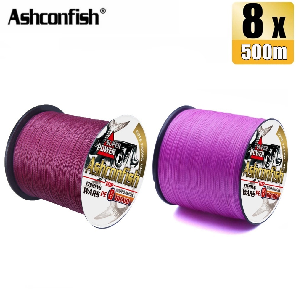 Ashconfish Cuộn Dây Câu Cá Bện 8 Sợi pe x8 pe Màu Hồng Tím 500m