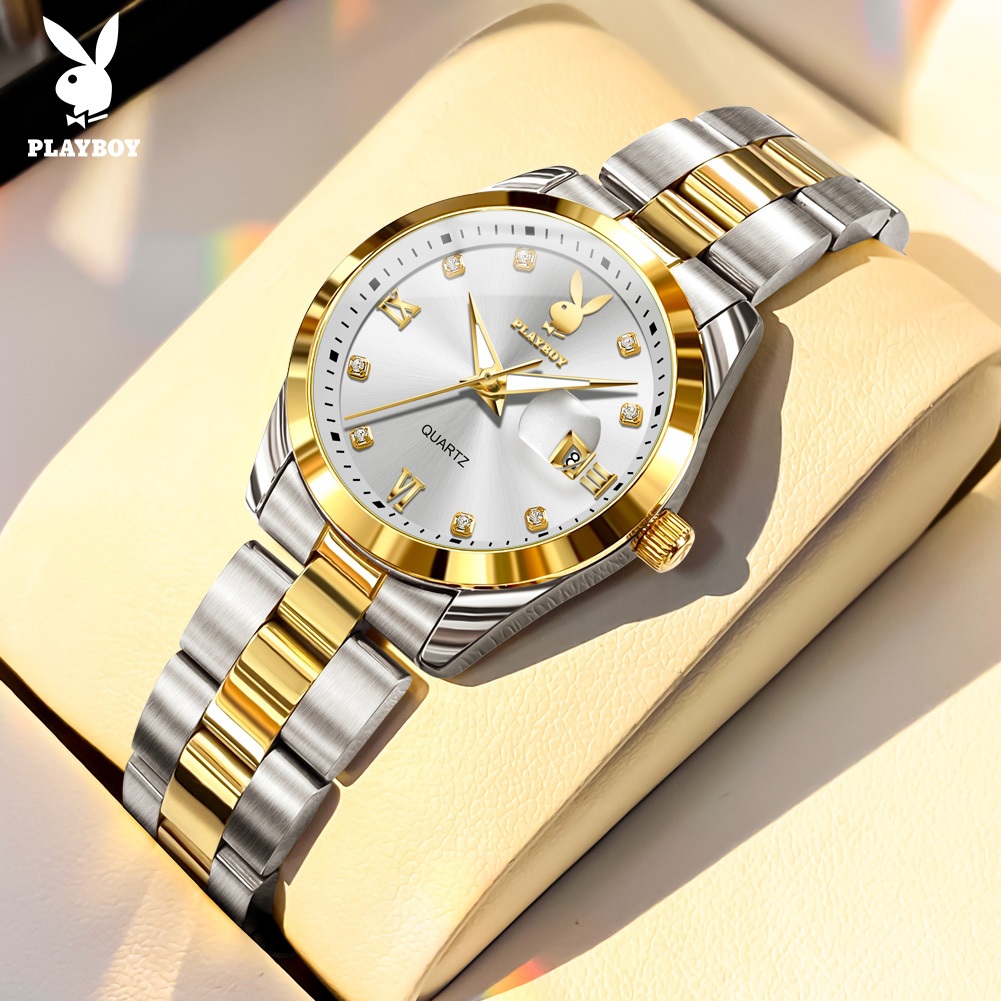 Đồng hồ PLAYBOY chính hãng mới dành cho đồng hồ thông thường lịch kim cương bằng thép không gỉ thanh
