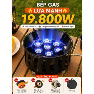 Bếp Gas Mini Bếp ga cắm trại ngoài trời Di Động, Bếp ga mini 7 đầu bấc công suất 19800W