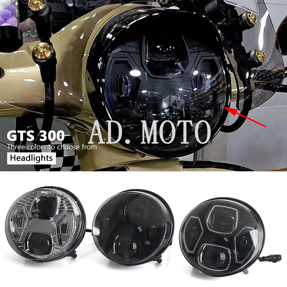 Đèn Pha LED Lắp Ráp Đen Chrome Cho Vespa GTS300 GTS 300 gts300 Xe Máy Đèn Pha Phụ Kiện