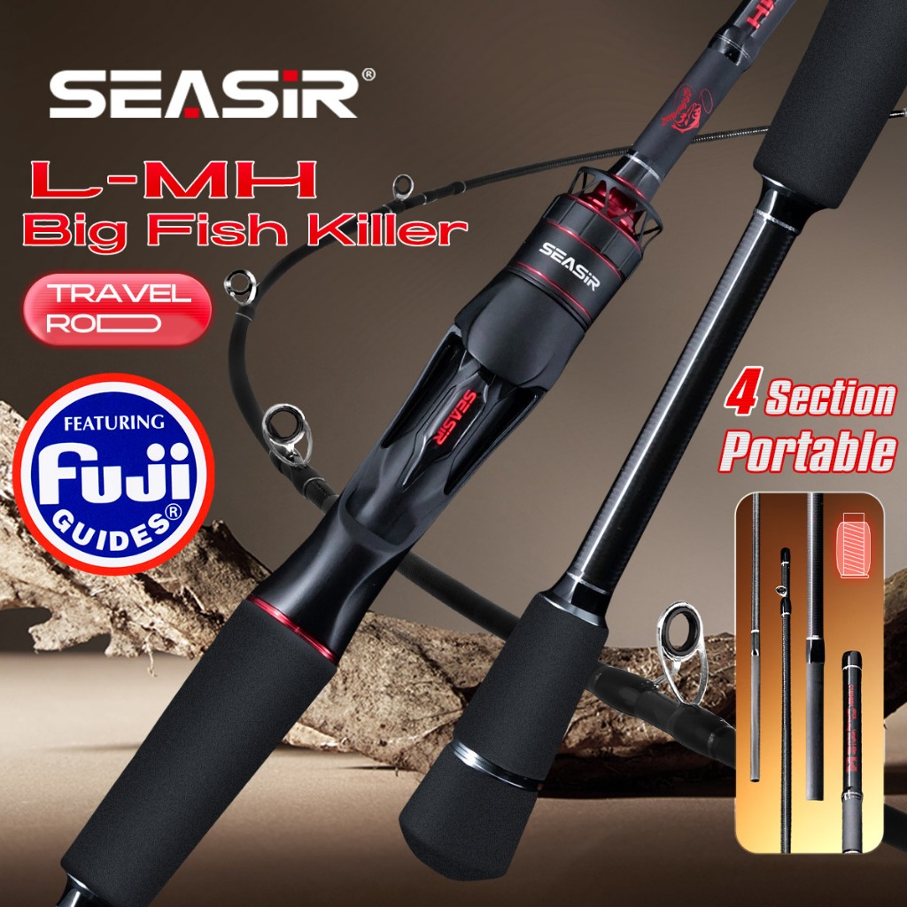Cần câu du lịch Seasir Salminus 4 khúc, khoen FUJI O, lực kéo M/MH, tải trọng tối đa 6-9kg, chiều dà