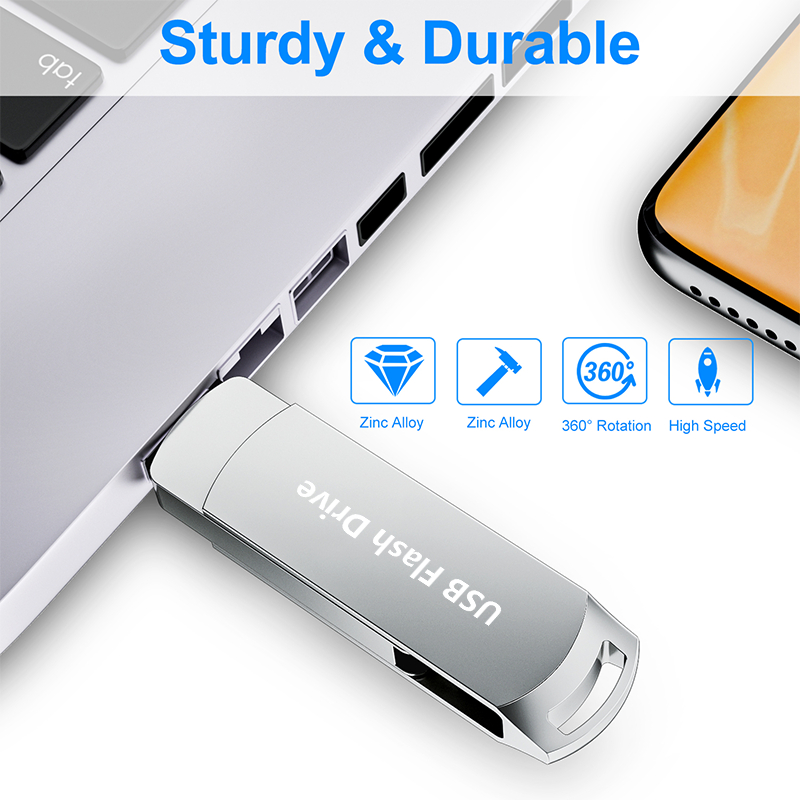 Type-C Flash Drive USB 3.0 2-in-1 OTG 2TB Large Capacity Metal Swivel Pen-style Dual Interface USB D