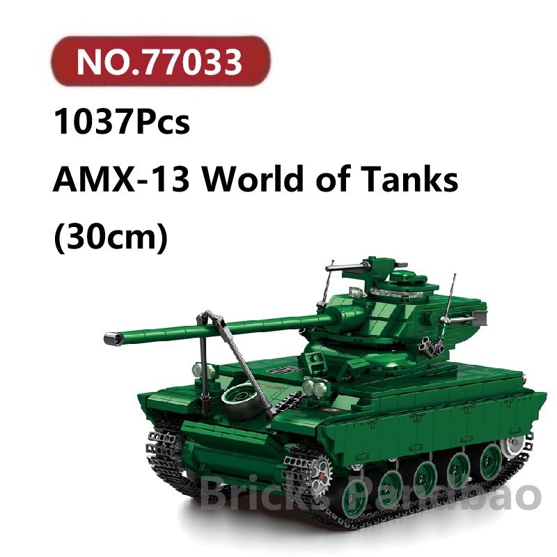 ✨AMX-13 World of Tanks Đồ Chơi Lắp Ráp Mô Hình 1037Chi Tiết Reobrix Tank Lắp Ghép Xếp Hình
