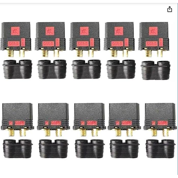 Bộ 5 Đầu Nối Pin Hạng Nặng QS8-S Đầu Nối Vàng Chống Bụi Cắm Điện Lớn Cho Xe E-Bike RC Biến Tần LiFeP