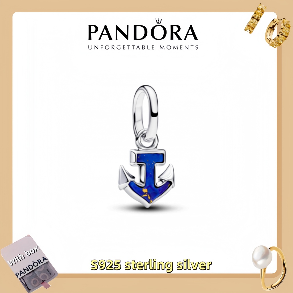 Vòng tay mặt dây chuyền trang sức bạc Pandora S925 (hộp quà tặng miễn phí) Neo xanh Mini Dangle Char