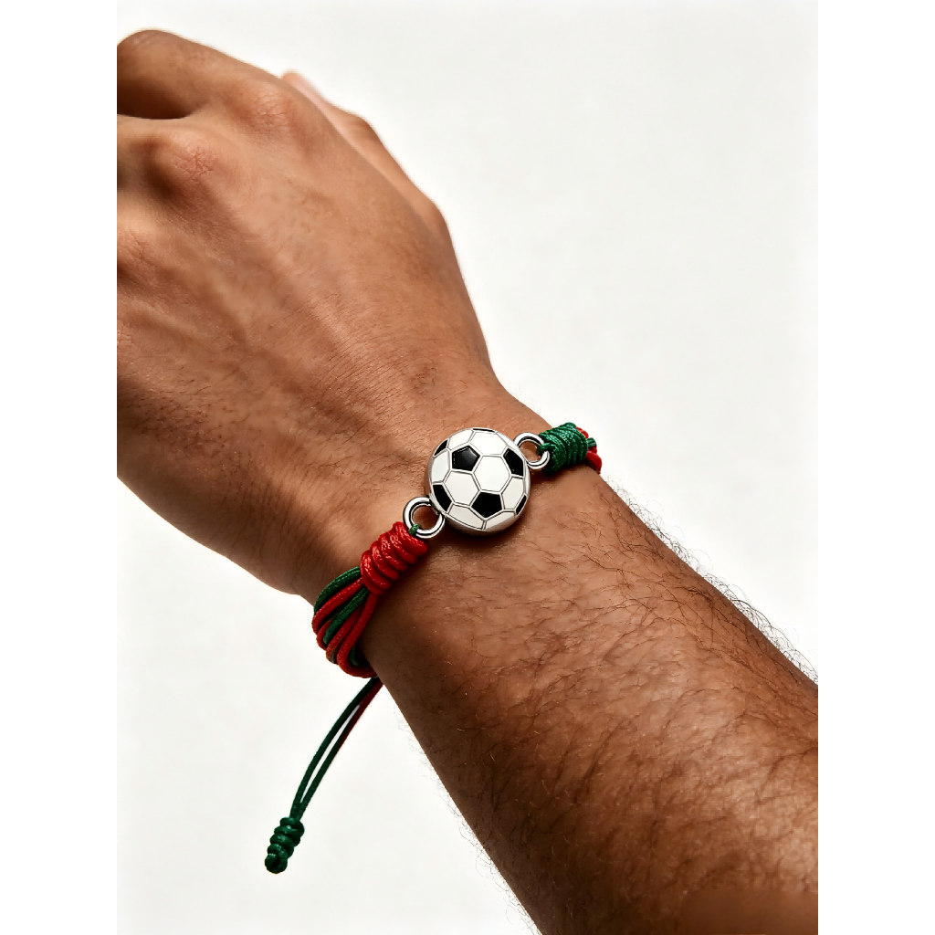 2026 World Cup Style Football Charm Adjustable Braided Bracelet