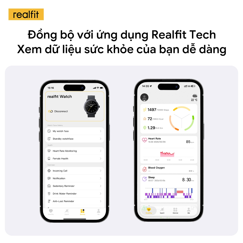 [MỚI] Đồng hồ thông minh ĐỒNG HỒ REALFIT | Theo dõi sức khỏe | Gọi Bluetooth | Màn hình AMOLED 1,43 " | Tuổi thọ pin lên đến 14 ngày | BigBuy360 - bigbuy360.vn
