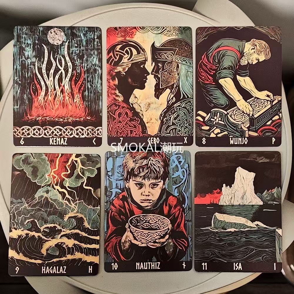 Na Uy Woodcut Runes Runika Oracle Cards 24 Miếng Tâm Chữa Bệnh Thiền Tự Khai Thẻ Board Game Cards 10