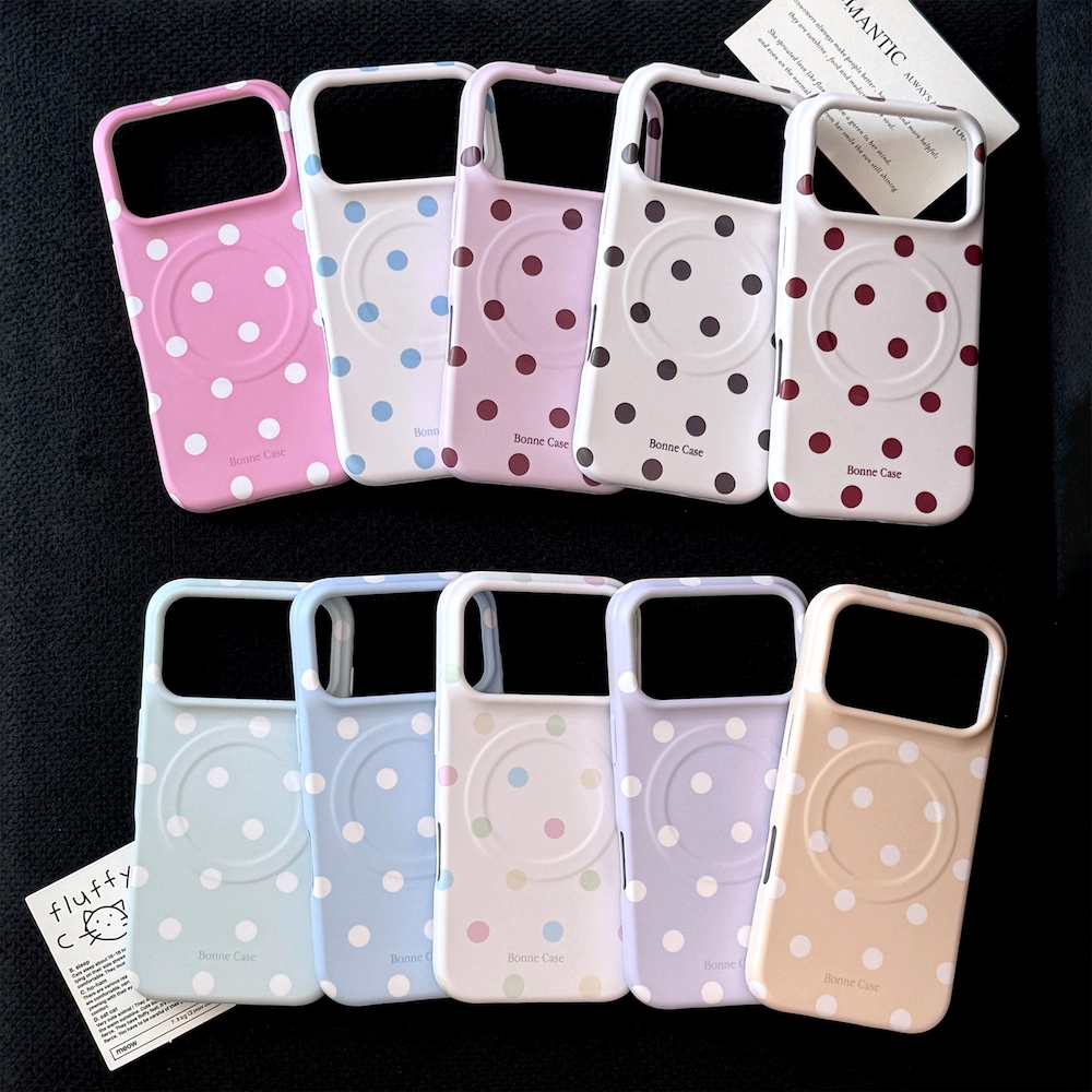 Ốp lưng iPhone “Ins Style Pastel Polkadots S1 ” màng mềm từ tính có giá đỡ tương thích cho iPhone 17